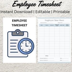 Editable Employee Time Sheet Tracker Template Printable Timekeeping Log Sheet Working Hours Schedule Tracker Weekly Time Tracker Work Log