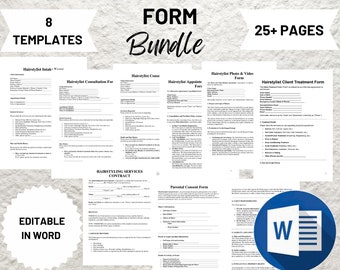Hairdressing Forms - Hair Consent and Consultation Forms, Hair Agreement, New Client Form, Stylist Form, Salon Form