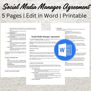 Social Media Manager Contract Template: Customizable Legal Agreement (Instant Download)