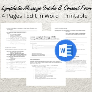 Manual Lymphatic Drainage Massage Intake Form (Editable Word)
