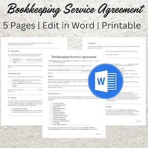 Editable Bookkeeping Services Agreement Template: Printable Contract (Word Document)