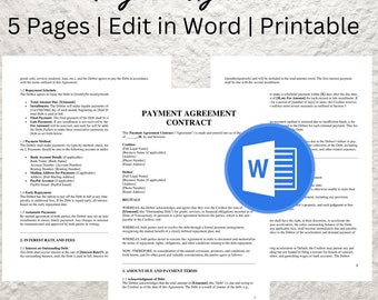 Editable Payment Agreement Template: Printable Contract (Word)