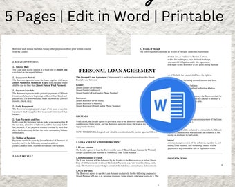 Personal Loan Agreement Template: Editable & Printable IOU Form