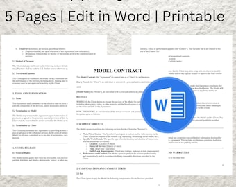 Editable Model Contract Template with Release Form (Word)
