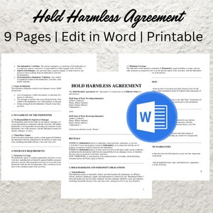 Editable Hold Harmless Agreement Template (Printable)