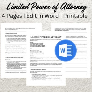 Editable Limited Power of Attorney Template (Word Document)
