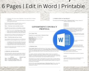 Bearbeitbare Vorlage für einen Regierungsvertragsvorschlag (Word / Printable)