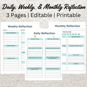 Printable Monthly Review Editable Monthly Reflection Monthly Evaluation Monthly Summary Gratitude Journal Daily Weekly Reflection Insert