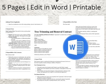 Tree Service Contract Agreement template Download Etsy