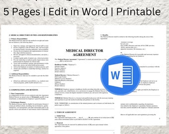 Medical Director Contract Template: Editable Med Spa Agreement (Word Format)