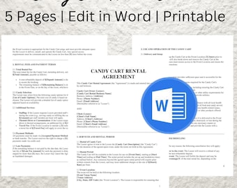 Candy Cart Rental Agreement Template: Editable Event Contract (PDF & DOCX Download