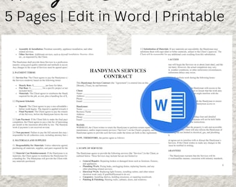 Plantilla de contrato de servicios de manitas: Acuerdo profesional editable (PDF)