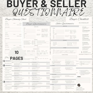 Real Estate Buyer & Seller Questionnaire Template Real Estate Client Intake Form Questions Real Estate Marketing Buyer and Seller Checklist