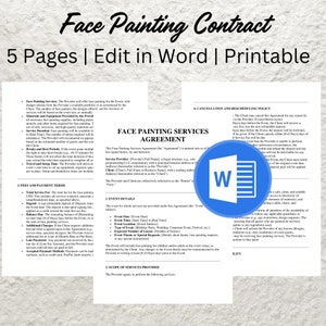 Editable Face Painting Contract Template: Service Agreement (Word & PDF Download