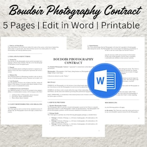 Boudoir Photography Contract Template: Editable Client Agreement (PDF Download)