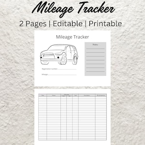 Editable Mileage Tracker Template Printable Mileage Log Work Trip Miles Tracker Business Vehicle Mileage Log Monthly Mileage Report Form