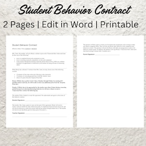 Student Behavior Contract Template Printable Classroom Behavior Contract Agreement Classroom Behavior Management Contract Behavior Goals
