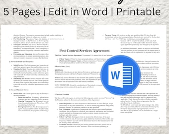 Pest Control Service Agreement Template (Editable, Printable)