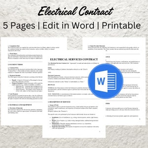 Electrical Contract Template Editable Electrical Service Agreement Form