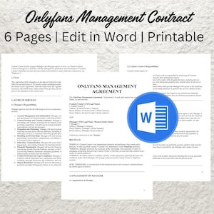 Onlyfans Management Contract Template: Editable Legal Agreement (PDF