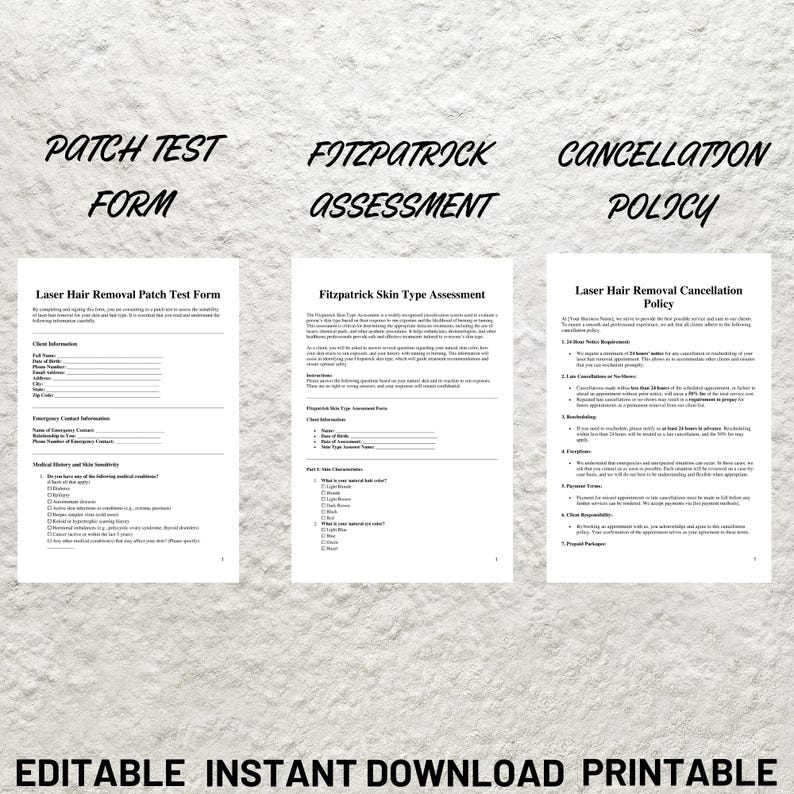 Laser Hair Removal Consent Forms - Laser Hair Reduction Intake ...