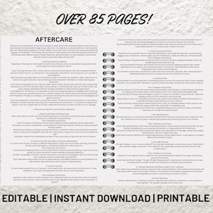 May include: A printable guide with over 85 pages of aftercare instructions for various facial treatments, including chemical peels, microdermabrasion, and LED light therapy. The guide includes information on how to care for your skin before, during, and after each treatment.