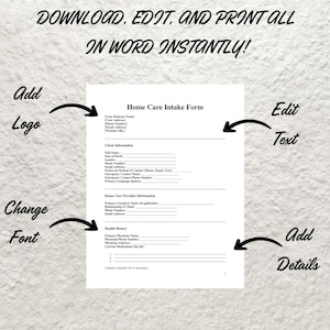 Home Care Form.pdf Editable Home Care Forms Bundle - Instant Download Digital Planner ...
