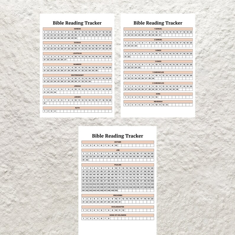 Bible Reading Tracker Printable Bible Reading Plan Checklist Daily ...