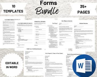Steuervorbereiter Benutzerdefinierte Kundeneingangsformulare Steuerbüro Bundle