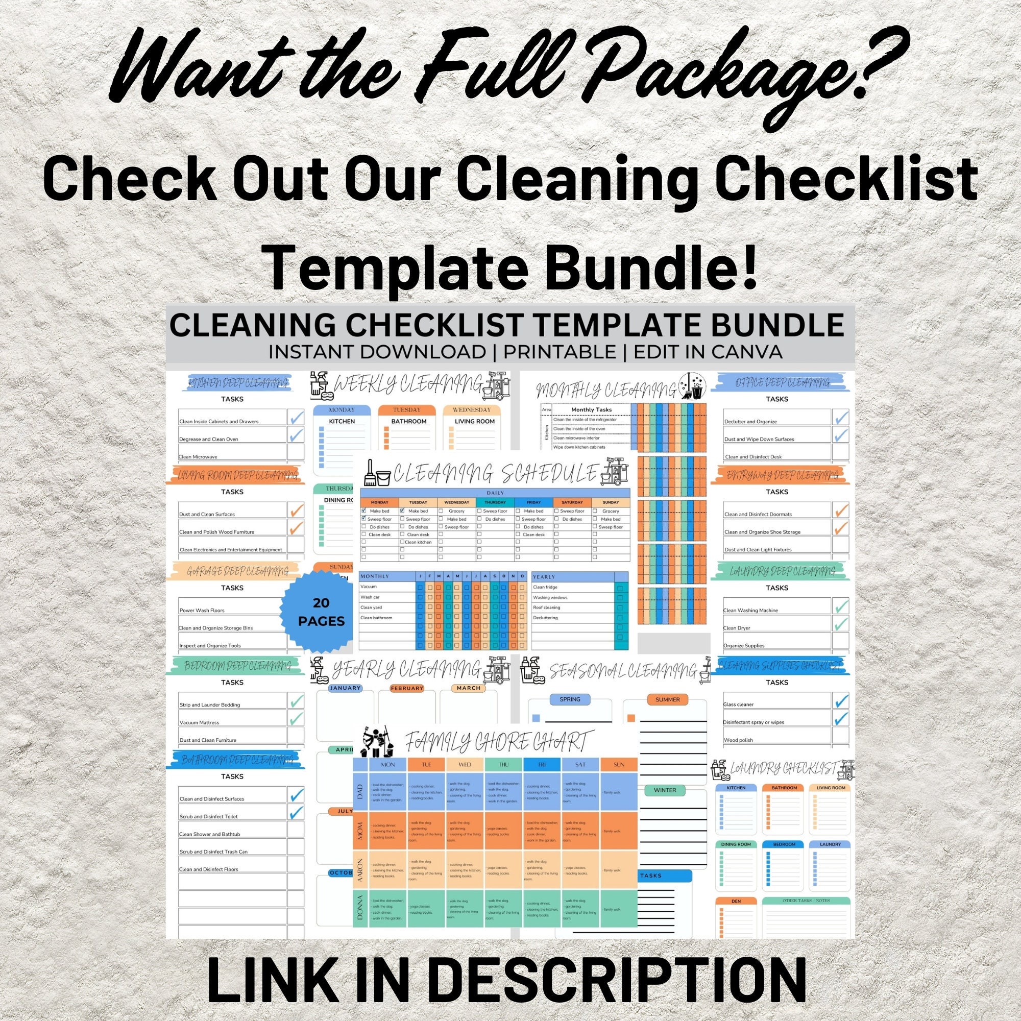 Editable Weekly Family Chore Chart Canva Template Printable Chore Chart ...