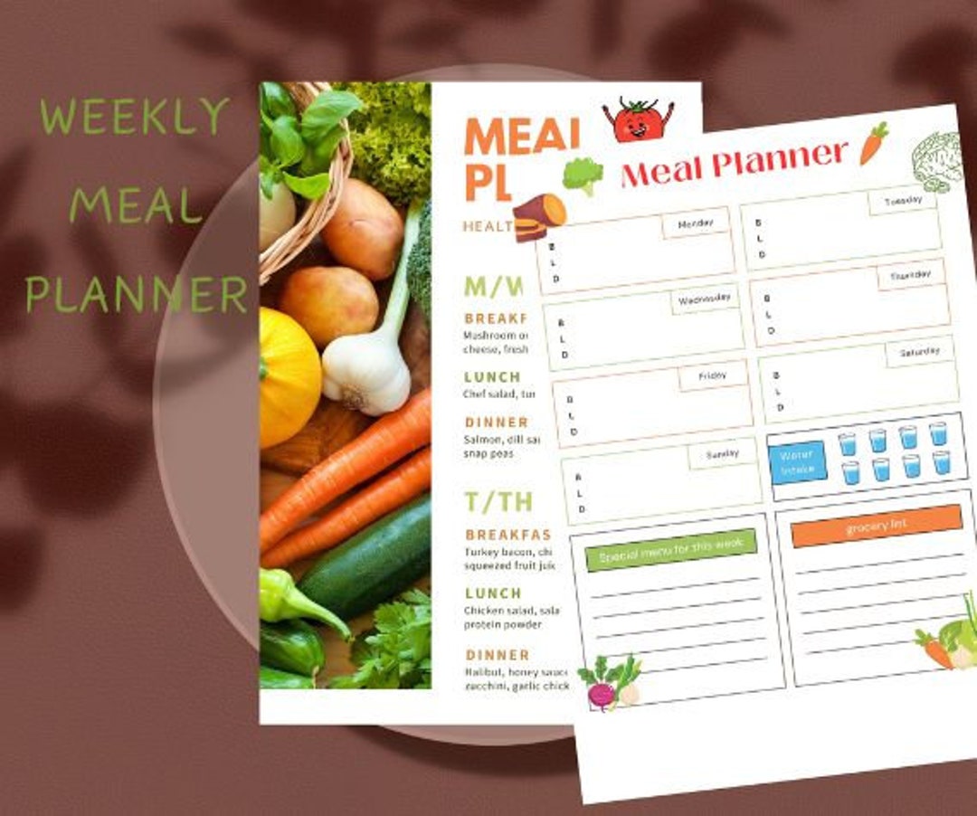 Weekly Meal Planner Journal Grocery List Daily Food Diary Tracker ...
