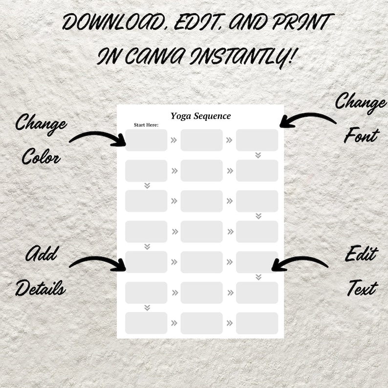 Yoga Sequence Planner Template, Editable Class Plan (digital Download ...