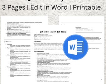 Editable Job Description Template: HR Forms (Word)
