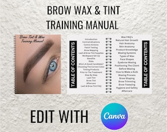 Editable Brow Wax & Tint Training Manual Digital Ebook - Waxing Training Canva Template PDF Files