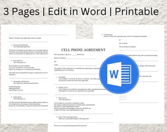 Editable Cell Phone Contract: Printable Family Rules (PDF Digital Download)