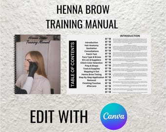 Henna Brows Training Manual, Editable Brow eBook, Henna Eyebrows, Custom Brow Class for Students, Trainers, Beginners Guide