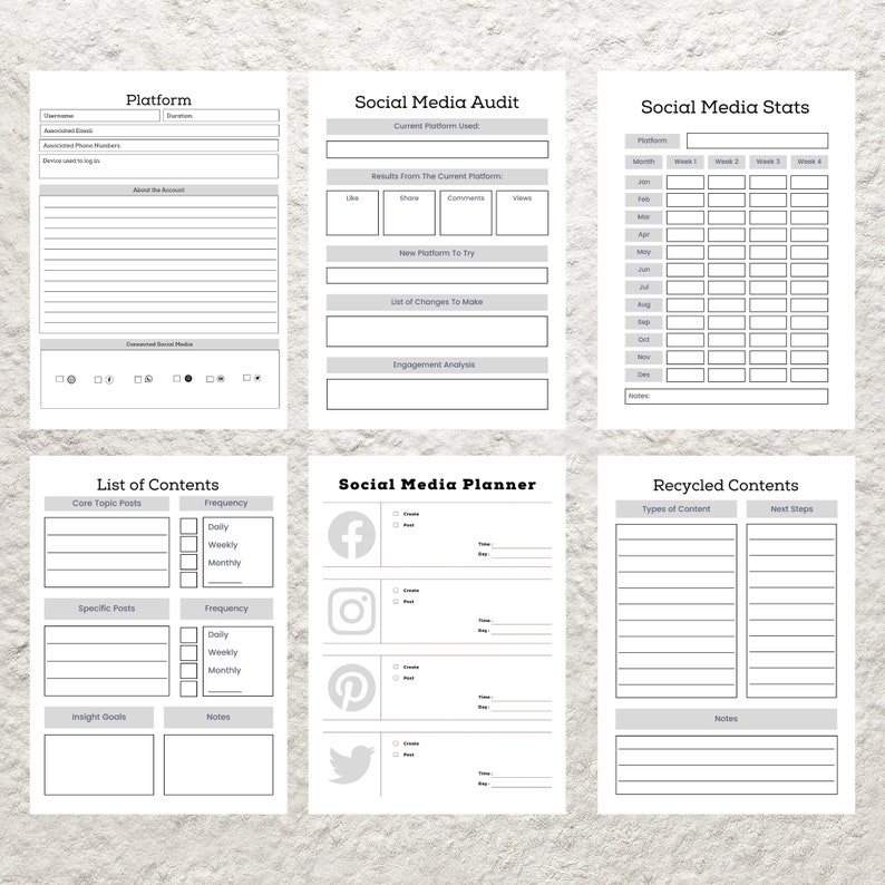 Social Media Planner Bundle Template Printable Social Media Kit Content ...