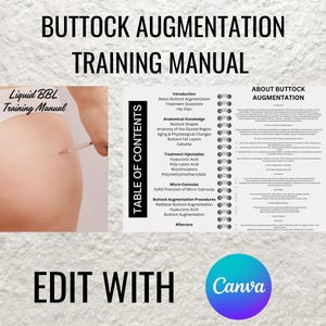 Manual do Curso de Aumento de Glúteos e Treinamento BBL – Modelo de E-book Editável no Canva para Download Imediato