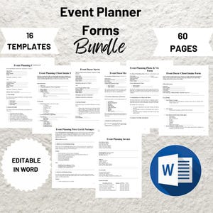 Editable Event Planner Forms Bundle: Client Intake, Contract (Word)