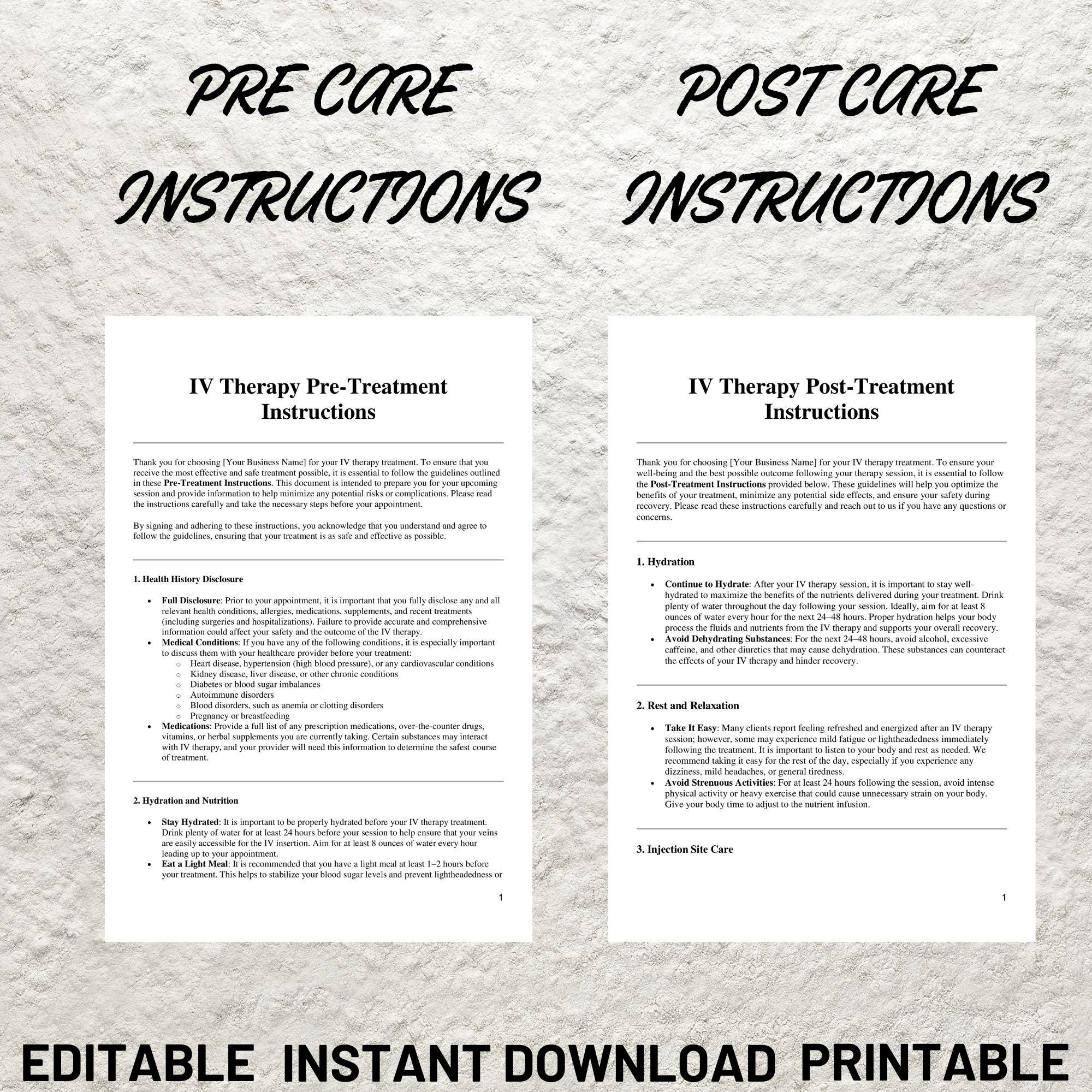 Iv Consent Form IV Therapy Template, IV Therapy Consent, Intravenous Therapy, Med Spa ...