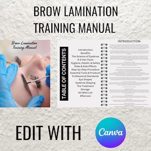 Brow Lamination Training Manual: Editable Brow Tinting Course (Canva PDF)