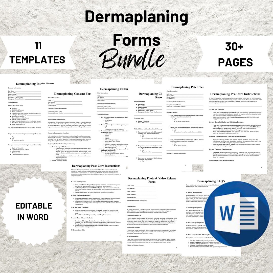 Dermaplaning Forms Bundle Editable Dermaplaning Consent Form ...