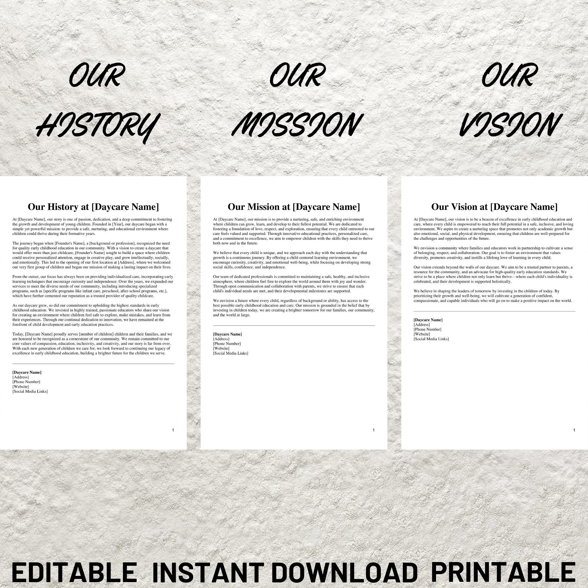 Daycare Employee Handbook Editable Preschool and Childcare Staff ...