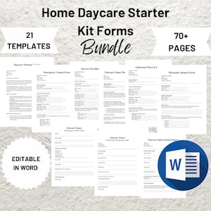 Home Daycare Starter Kit - Editable Forms Bundle with Printable Contract Template, Childcare Enrollment Forms & Essential Daycare Paperwork