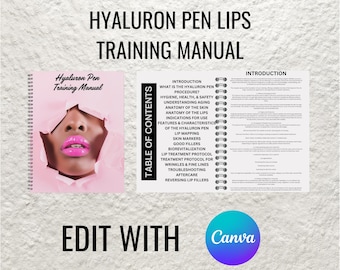 Hyaluron Pen Training Manual, EDITABLE, Hyaluronic Acid, Student Training, Hyaluron Pen bundle, Instant Download, Lips, Esthetician