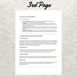 Onlyfans Management Contract Template: Editable Legal Agreement (PDF