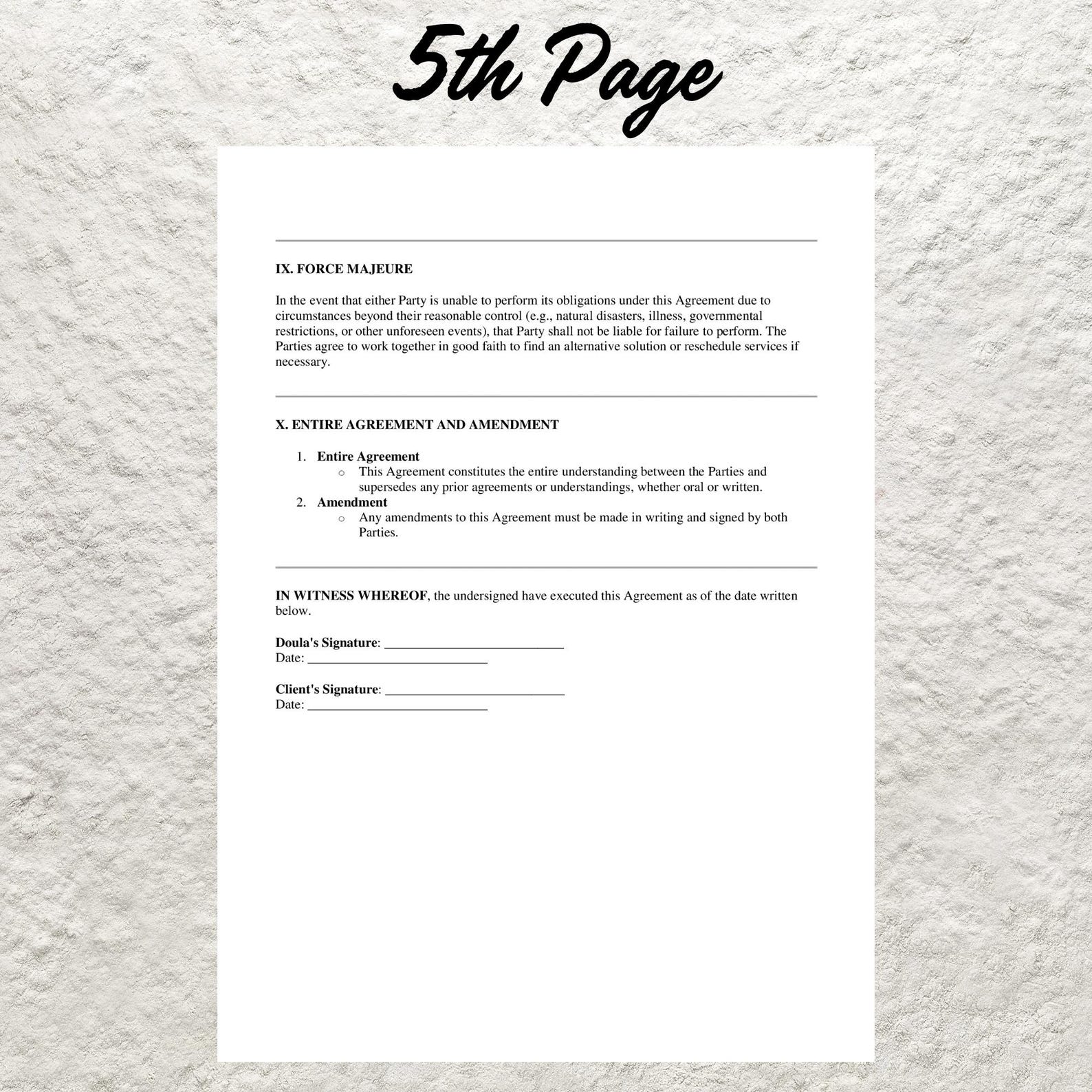 Editable Postpartum Doula Contract Template Service Agreement (PDF