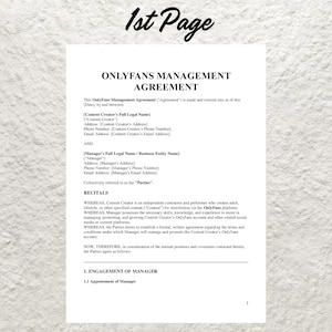 Onlyfans Management Contract Template: Editable Legal Agreement (PDF