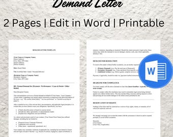 Editable Demand Letter Template Legal Payment Request Breach of Contract Letter Compensation Formal Letter Template Payment Demand Letter