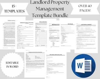 Digital Download Landlord Forms Bundle - PLR Rental Editable Word Template - Property Management Forms and Lease Agreement